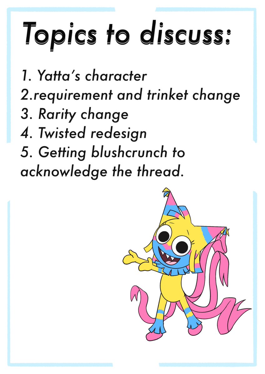Peteongcosta's tweet photo. Finally it’s here…
The Yatta Thread! 🧵🪅
#dandysworldHalloween #dandysworld https://t.co/1uBeycAqQ5