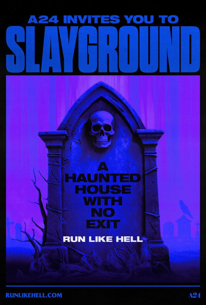 DreadCentral's tweet photo. Killer posters for Jeremy Saulnier's ‘SLAYGROUND’, set inside a haunted attraction.

In theaters this Halloween. 

Watch the trailer: [https://t.co/MPObfuW49y] https://t.co/iirpLjGG0I