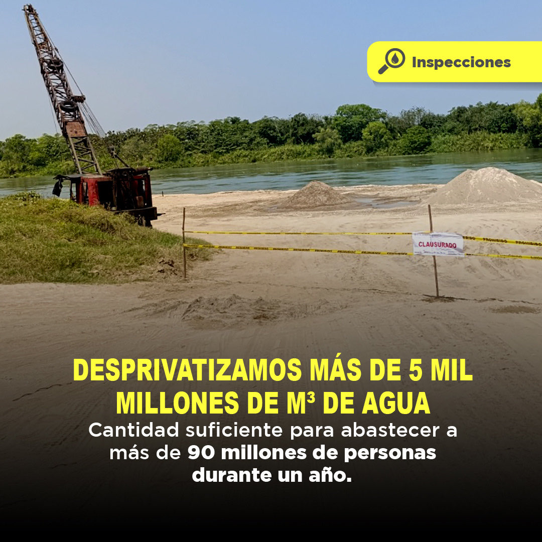 conagua_mx's tweet photo. Con la nueva Ley de Aguas Nacionales se recuperaron alrededor de 5 mil millones de m³ de agua. 

El agua es de la Nación y el @GobiernoMX trabaja para que llegue a quienes más la necesitan. https://t.co/appQdOONC8