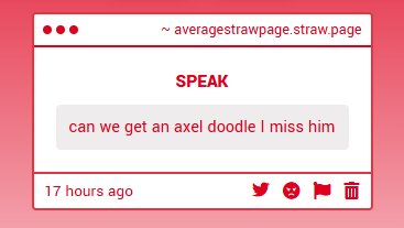n0cclue's tweet photo. i mean... not really. i didn't know we even had Betatester fans around? but you get a prehistoric Axel gif. oh, yeah. and a classpect reveal, probably. i don't know, it's been a while. if we pick it back up things will most likely change. https://t.co/S3EHWTgePd