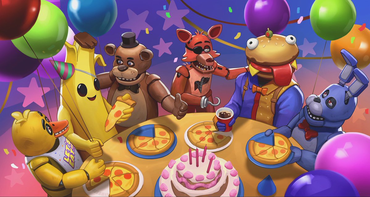 W1qAnimations's tweet photo. The Five Nights at Freddy’s x Fortnite collaboration has such beautiful art. https://t.co/bjgFlpkd3Z