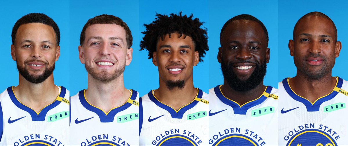TheDunkCentral's tweet photo. In today’s scrimmage, the Warriors ran a lineup of:

Steph Curry
Brandin Podziemski
Yaxel Lendeborg
Draymond Green
Al Horford

👀🔥

(Via @anthonyVslater ) https://t.co/da9Hb616rR
