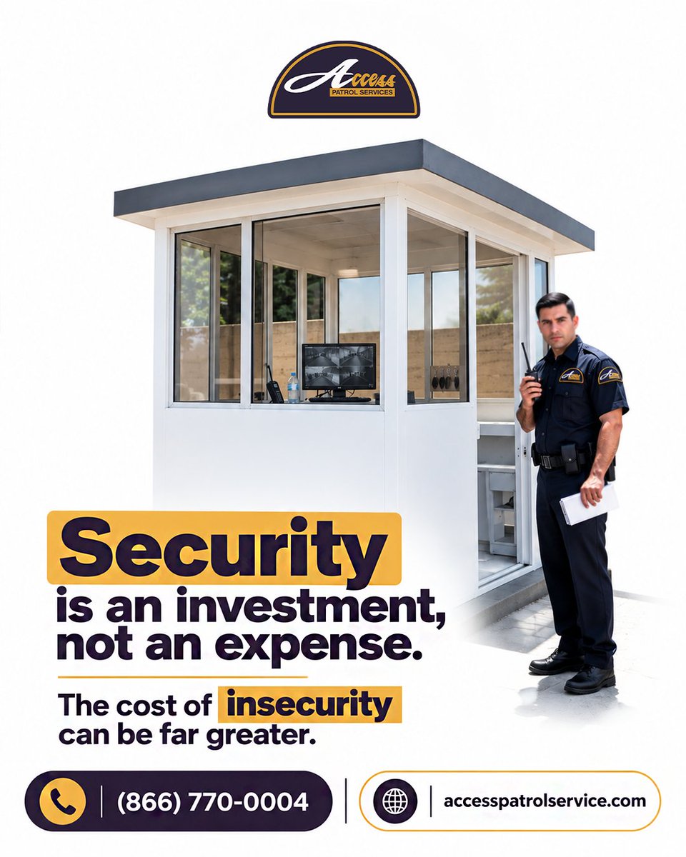 AccessPatrol's tweet photo. Security is an investment in your property, people, and operations.

The cost of theft, vandalism, or unauthorized access can be much higher than putting the right protection in place.

📞 (866) 770-0004
🌐 https://t.co/qO8cjWME8J
.
.
#PrivateSecurity #SecurityGuards #Sacramento https://t.co/ZUywsw7uU1