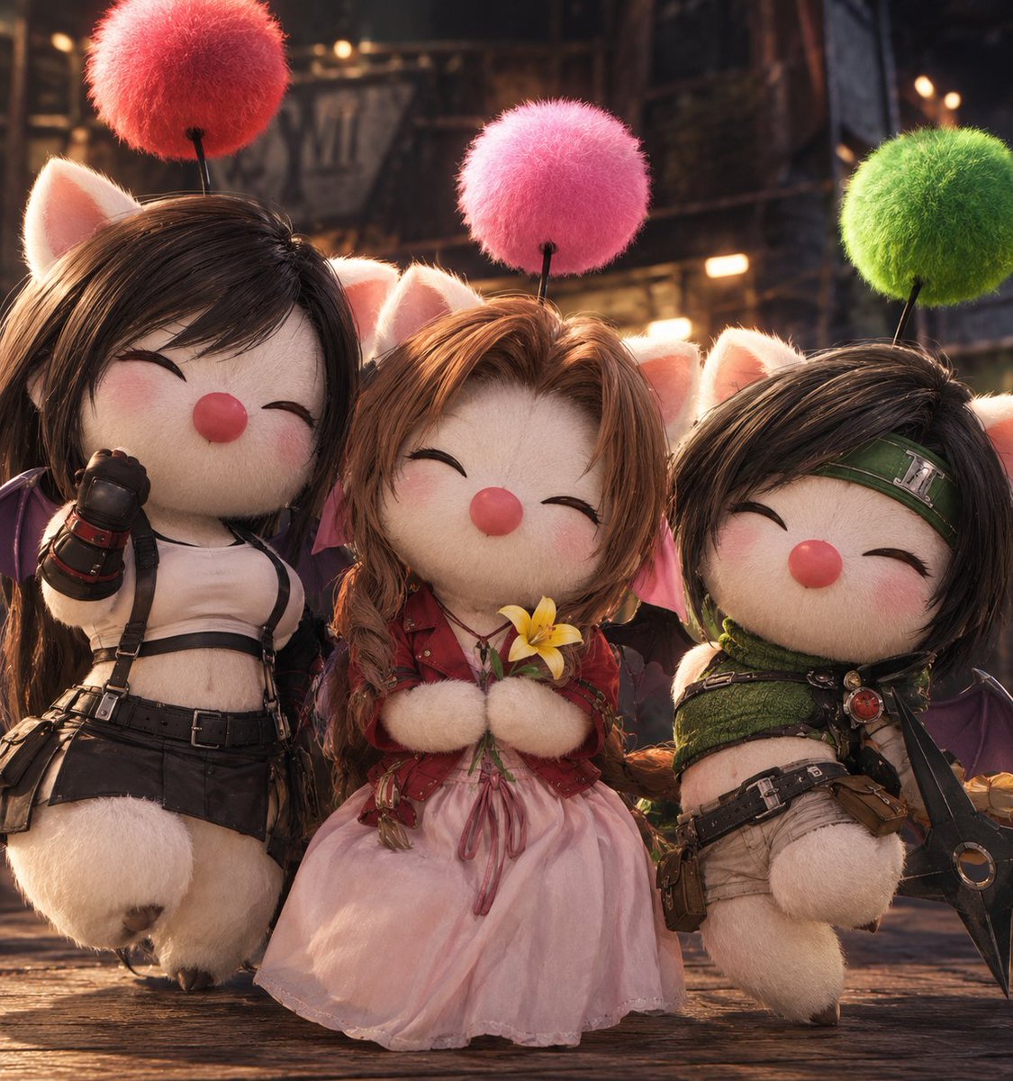 RedBeard420Sir's tweet photo. I was going to wait until tomorrow to post this but it's just way too adorable not to share now 😍 #Aerith #Tifa #Yuffie #FFVII #FinalFantasy #Halloween #Moogles #Adorable #Cute https://t.co/24pcFv3I3t
