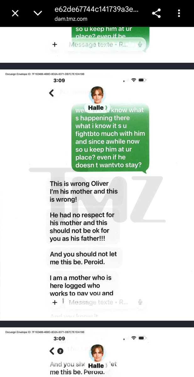 LunarSkye's tweet photo. Hate she ever got w/ this bum. 

Judging from the texts it seems like Halle put her son back in a child's place after he tried to swing on her. Unfortunately I've seen one too many little boys hit their mothers after they dont get their way so I wldnt be surprised if this is true https://t.co/QTWQO0WDXJ