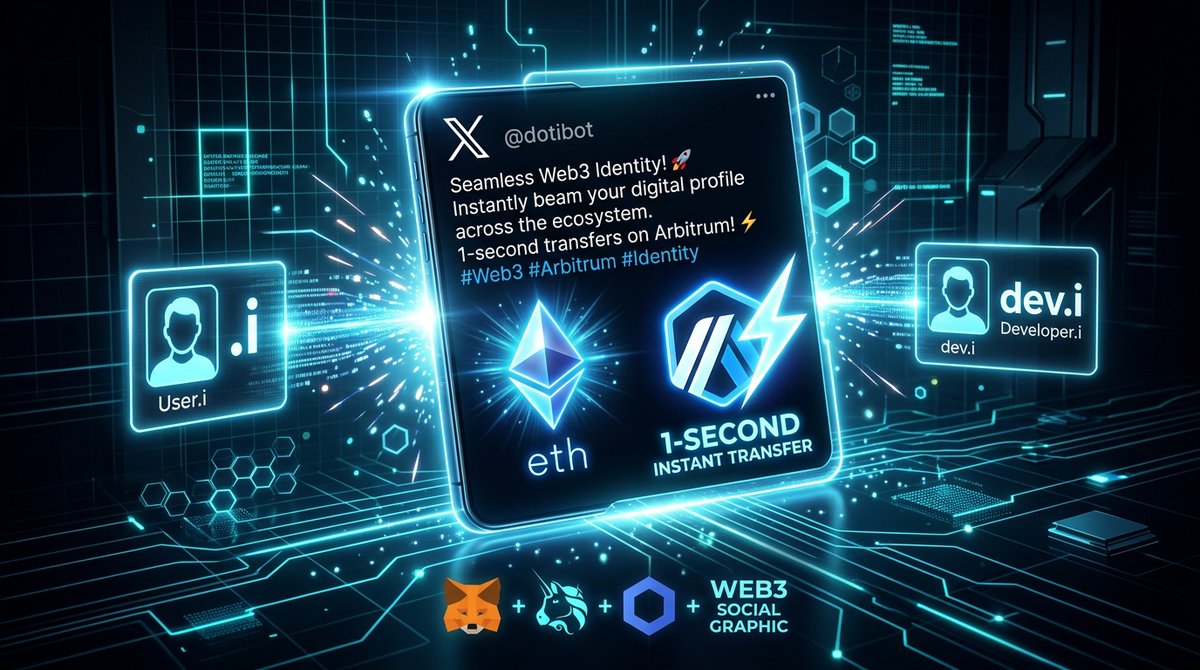 idotmy's tweet photo. Sending $ETH on @arbitrum  to ANY user on 𝕏 in 1 second?
Yes, it’s coming to @dotibot. ⚡️

Here is what’s landing very soon:
🔹 Instant P2P $ETH transfers to any @handle directly via tweets.
🔹 Gift & send permanent .i domain identities in seconds.

Just tweet:
👉 `Hi @dotibot, send <amount> ETH to @<username>`
👉 `Hi @dotibot, send <name>.i to @<username>`

🛠 Calling all Web3 builders, developers, and testers:
Try the beta, test the commands, and help us fine-tune it before the full public release!

🔗 App: https://t.co/GvHH2OiLjL
💻 GitHub: https://t.co/h0lxdSYcTw

Tag @dotibot below to test it out! 🚀

#i #DotI #Arbitrum #Web3 #X #Identity #AIAgent  #Crypto #DotI #SocialFi #Ethereum