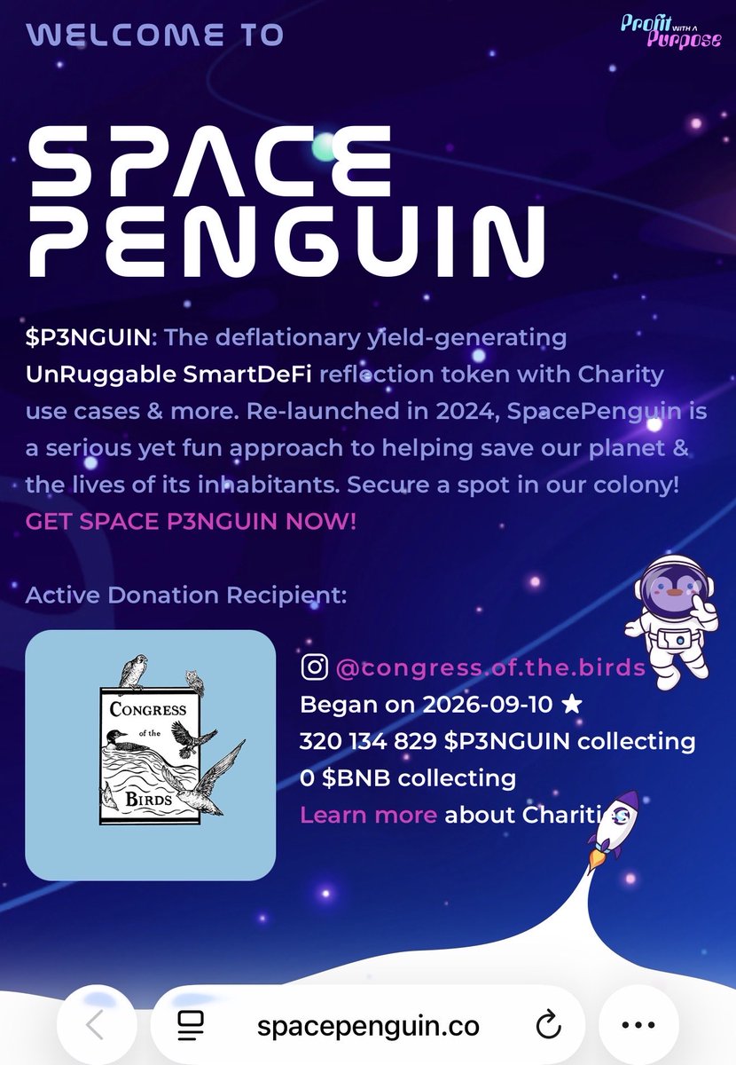 SPACE_P3NGUIN's tweet photo. Our #P3NGUIN contract address (via @SD_LaunchPad)  has been active for 850 days…  June 3rd 2024! 

Thanks for the tech $feg 🤝 If it wasn’t for you we wouldn’t be out here saving the world one transaction at a time 🐧🩵 🦍 https://t.co/QZ56l0TeTD