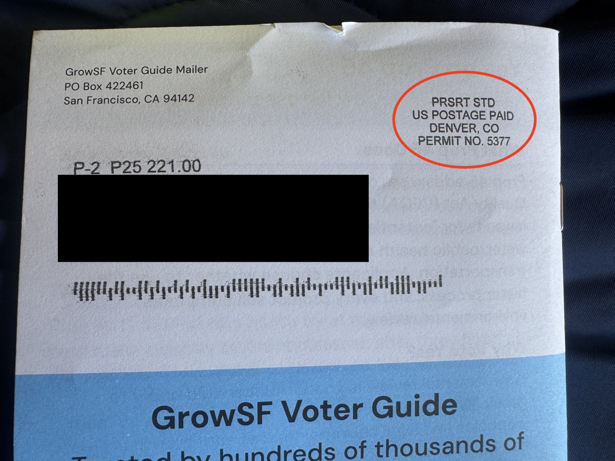 mileskaplan's tweet photo. @GrowSF You couldn't be bothered to mail your voter guide from San Francisco or even somewhere in California?  You had to give your money to a state 1000 miles away?  That doesn't scream caring about San Francisco. https://t.co/rCD057ZufV