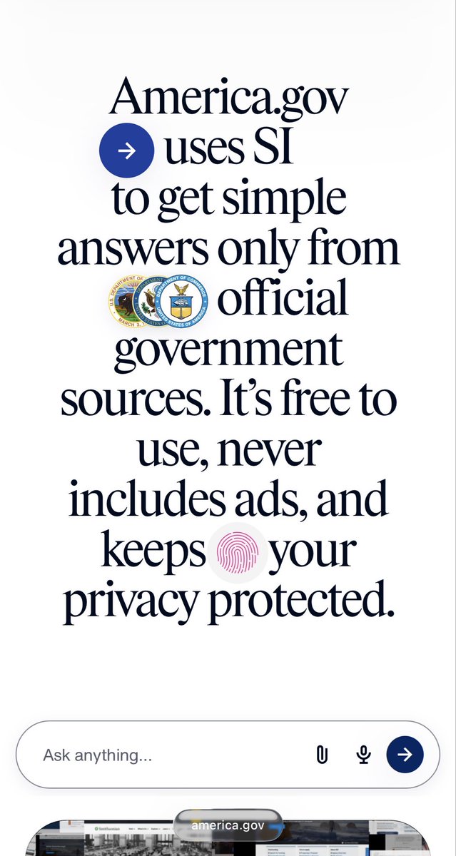 SI_CoinOfficial's tweet photo. UPDATE: If you haven’t heard already, https://t.co/6edV9zlp4m has officially started using “SI” instead of AI on their site. 👀

“https://t.co/cjquZftngv uses SI to get simple answers only from official government sources. Its free to use, never includes ads, and keeps your privacy protected.”