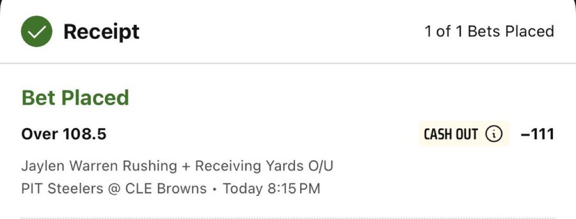 mobparlayp's tweet photo. 🏈 Jaylen Warren Over 108.5 Rush + Rec Yds (-111)⚔️
Steelers vs Browns

Big number but Warren gets it done on the ground and as a receiver. If the Steelers control this game, he gets plenty of touches to get there.

#NFL #TNF #ThursdayNightFootball #SteelersvsBrowns #Steelers #HereWeGo   #PlayerProps #NFLPicks #SportsBetting #GorkhaBets

Ayo Gorkhali! ⚔️