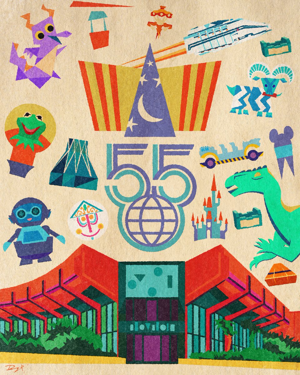 TheHorizoneer's tweet photo. a salute to 55 years of walt disney world but mostly deep cut bits and pieces from previous illustrations https://t.co/jgyABo3tpS