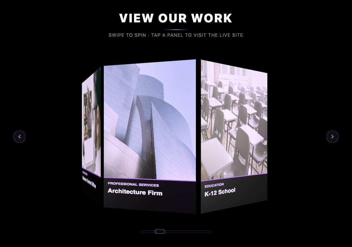 FlechaWebDesign's tweet photo. Working with different ways to spin/rotate the carouse. Grab and move, arrows, and now a slider along the bottom. https://t.co/s4SGlZqkqc