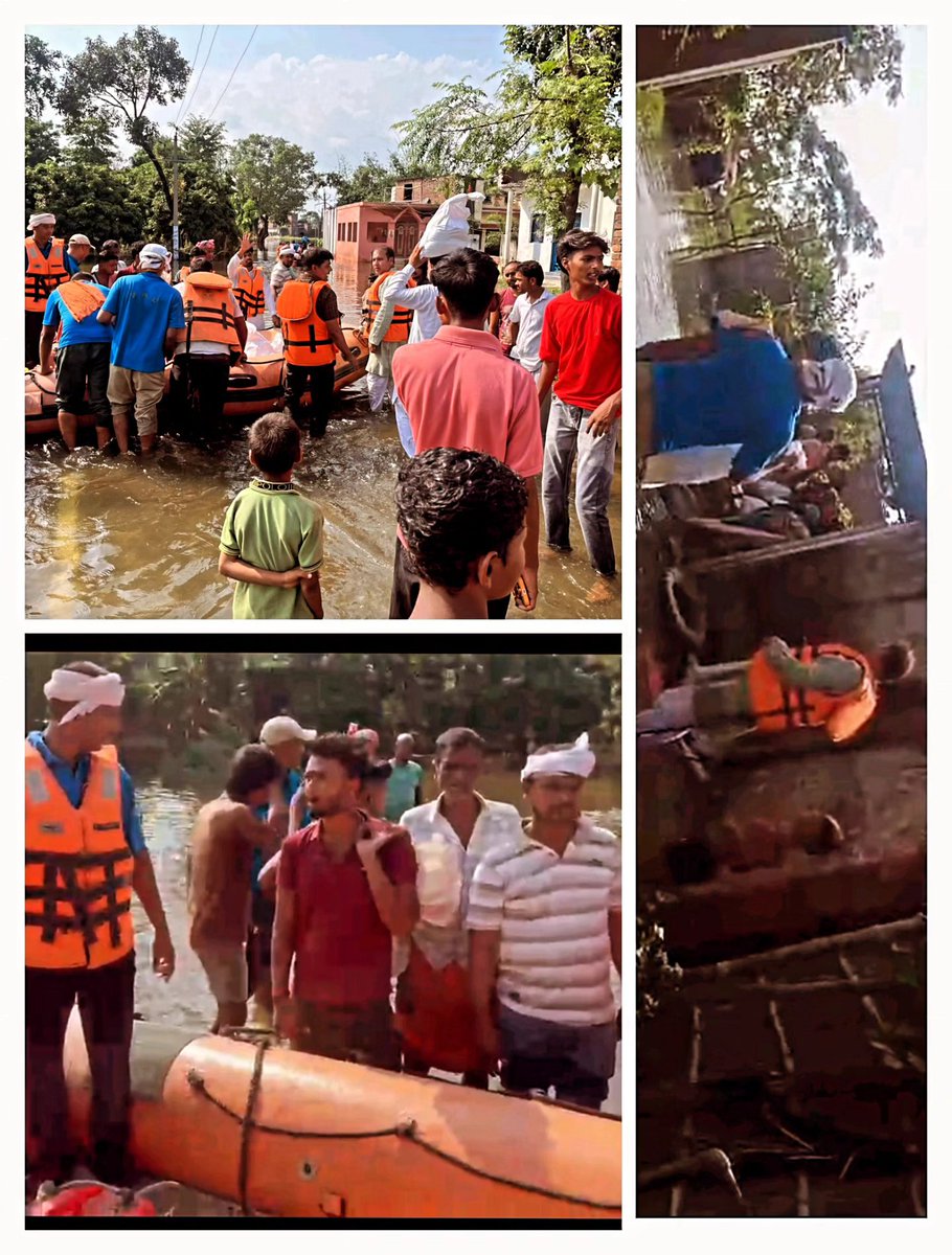 compac26's tweet photo. 26वीं वाहिनी पीएसी, गोरखपुर के बी दल (बाढ़ राहत दल) द्वारा *जनपद महराजगंज एवं कुशीनगर* के बाढ़ प्रभावित क्षेत्रों में 1½-1½ सेक्शन की टीमों के माध्यम से लगातार राहत एवं बचाव अभियान चलाया जा रहा है।
@Uppolice @Dgpacup https://t.co/qlWxqVZr9i