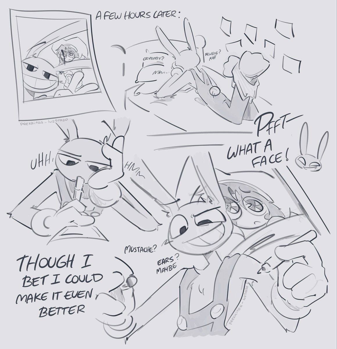 peekkitas's tweet photo. Day 1: New Sucker 
Collab with my beloved @luztrazo for #funbuntober26 !! Enjoy the mini comic, guys! 💗 

( Esp in the comments! ) 

 #funnybunny #tadc #jaxxpomni https://t.co/8TP2qlS3ln