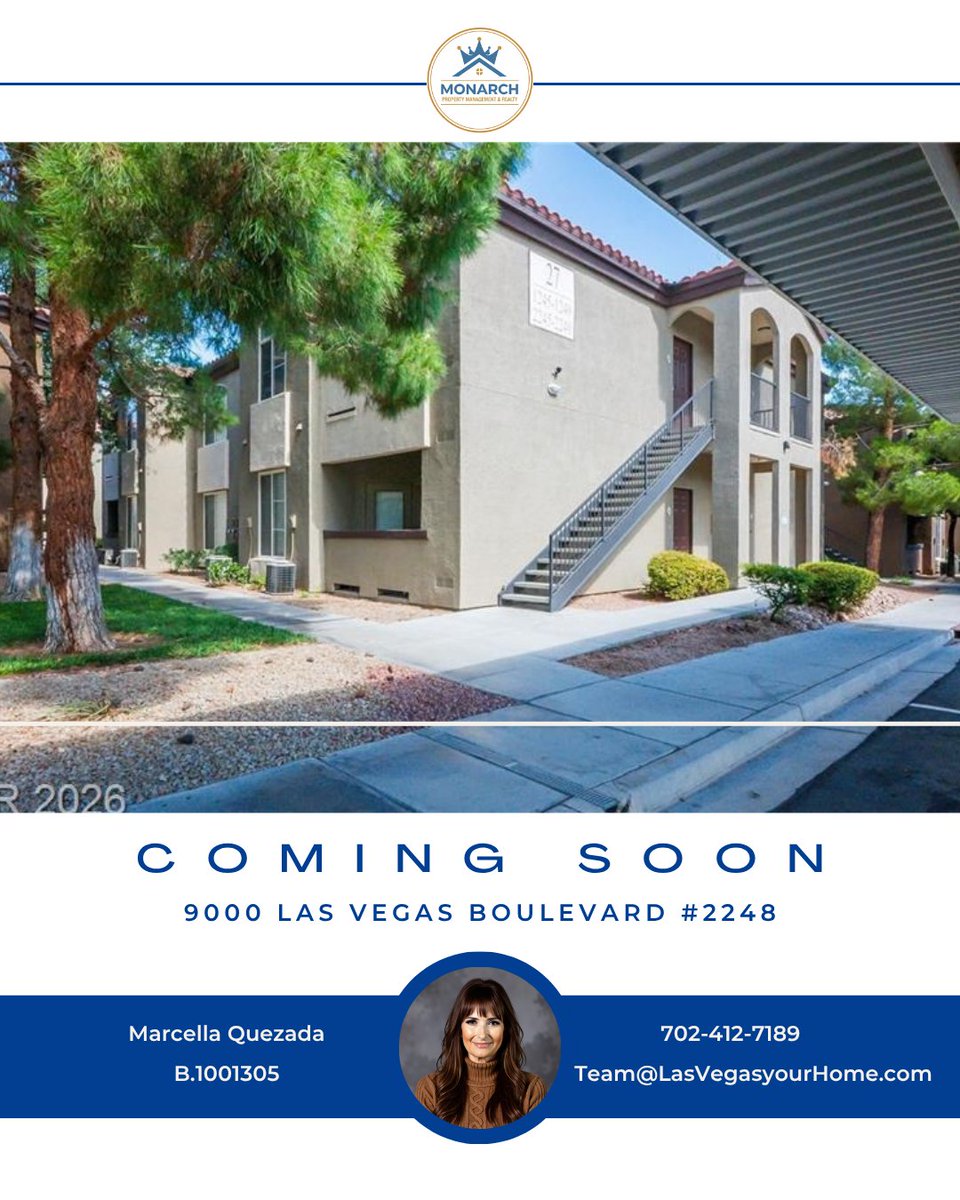mgm_monarch's tweet photo. ✨ COMING SOON! 🏡

📍 9000 Las Vegas Blvd S #2248
🛏️ 1 BD | 🛁 1 BA | 📐 813 Sq. Ft.
🛋️ Fully Furnished
💡 All Utilities Included
🚗 Private Enclosed Garage
🌴 Move-in-ready living in Las Vegas!

📞 702-412-7189

#ComingSoon #LasVegasRentals #FurnishedRental #MonarchPM https://t.co/lrY4AvAq10