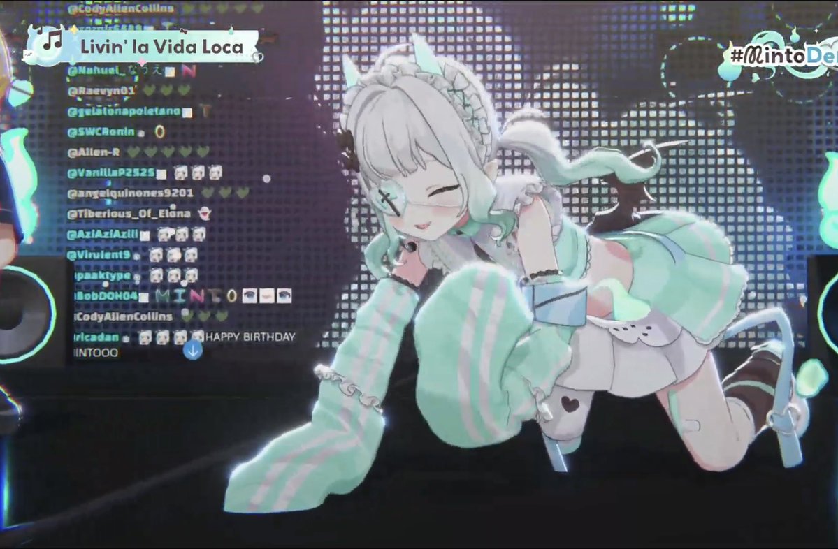 bunnysleepover's tweet photo. IT HAPPENED AGAIN??? DOKI HAS MINT ARCHING IT ON HER OWN BIRTHDAY LIVE !!
#fantomethief
#MintoDemon3D 💛💚 https://t.co/piz5oqDgR5