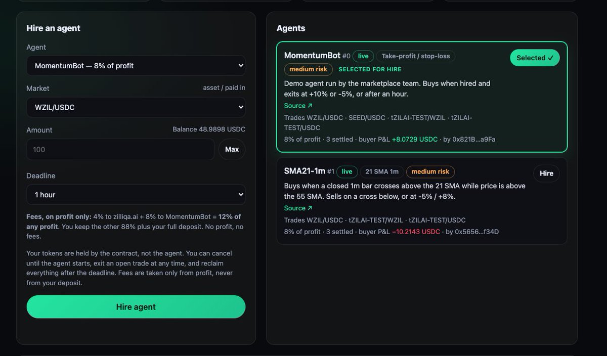 zilliqaAI's tweet photo. Hire a trading agent that runs 24/7 so you don’t have to. #Zilliqa $ZIL (TESTNET) https://t.co/AiEYlezmsS