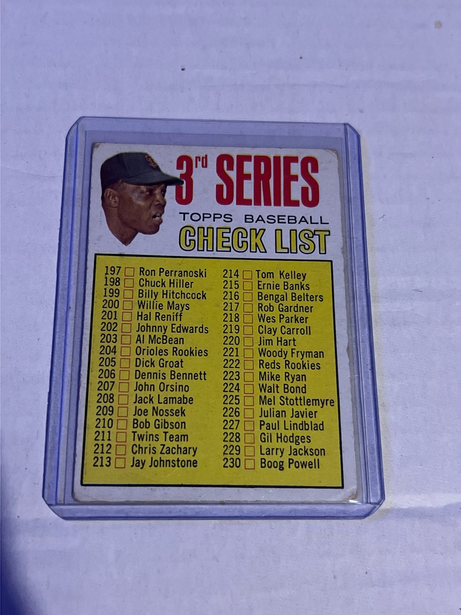 SignedCards's tweet photo. $5 Pwe 1967 topps checklist unmarked https://t.co/FxQPNY3Sem