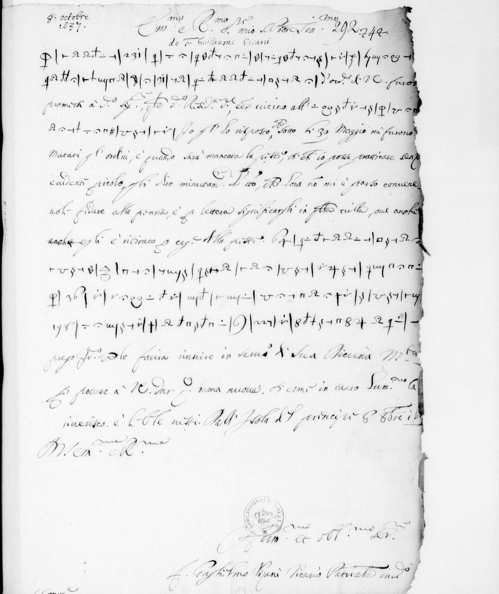 satorunet's tweet photo. 389年前の暗号書簡をClaude(Opus 5.5)で解読できた。1637年にトルコのコンスタンティノープル沖の島から仏大使に宛てた手紙で、未解決暗号リストに載ってたもの。

暗号研究者のDaniel Bourdeau氏が独自に検証してもらい「external key matched / Extent: complete（全体を読めた）」と確認済み。☑

https://t.co/l1xeqIuPKW

中身は総主教の座を狙う府主教への4,000スクード（古い通貨の単位）の約束と「2か月以内に総主教が交代する」見通し。実際8か月後にそうなってるらしい。。

下記、解読の全文：
-----------------------
いとも高貴にして卓越せる閣下

[231]氏が私のもとに使いをよこし、ベロイア府主教の[31]への4,000スクードについて問い合わせてきました。それは閣下の命によって同氏に約束されたもので、同氏（府主教）は自ら総主教座を得る寸前にあります。

私はこう答えました。5月30日付で私への指示は変更された、ペストが収まり、危険なく話し合えるようになったら、すべてを詳しく伝える、と。筆に託したり、ペストを避けて彼も退いているこの村へ手紙で知らせたりするのは、適当でないと思われたからです。

府主教は2か月以内に（総主教が）交代すると期待しています。[36]は自分の味方を……。しかし[198]によって[227]で目的を果たせるかは、極めて不確かです。

神の御心にかなう形でこれが成就し、閣下に良い知らせをお届けできるよう祈ります。謹んで敬意を表し、御衣に接吻いたします。プリンキポ島にて、1637年10月8日。

閣下の……フラ・グリエルモ・ヴィザーニ

※数字部分は人名コード（31, 36, 64?, 198, 227, 231）で、コード表か同じ暗号の別の書簡がないと読めない