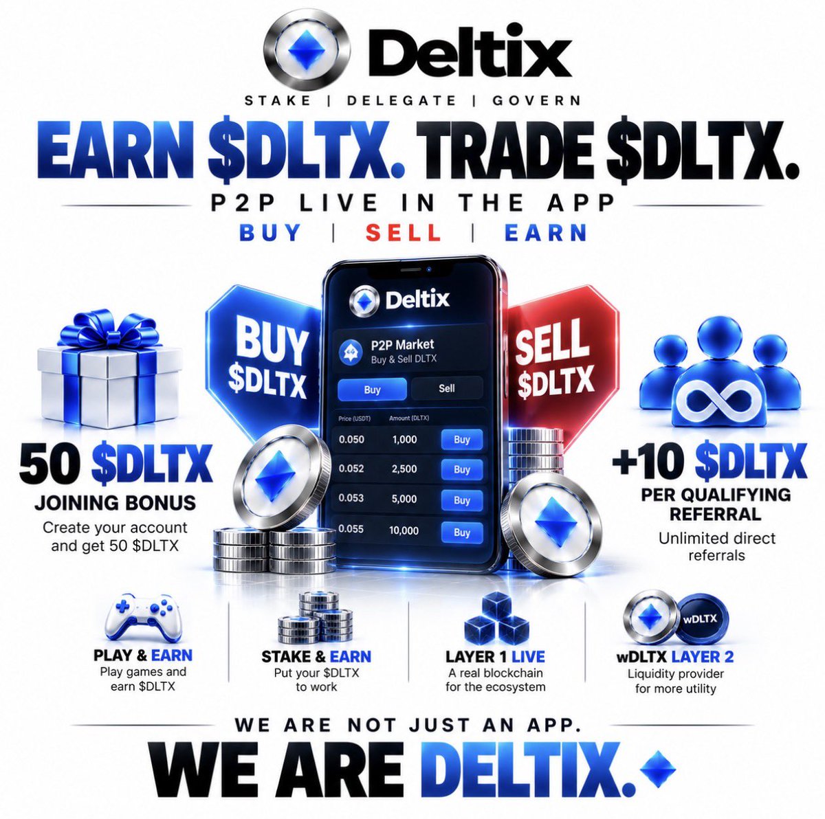 DeltixCoreTeam's tweet photo. 🚨 DELTIX ISN’T GIVING YOU ONE WAY TO PARTICIPATE — IT’S BUILDING AN ENTIRE ECOSYSTEM. ◆

Projects come.

Projects make promises.

Projects disappear.

DELTIX CHOSE A DIFFERENT ROAD.

Instead of asking the community to wait for tomorrow, Deltix is building utility people can use TODAY. 🔥

1️⃣ JOINING BONUS 🎁
Create your account and start your Deltix journey with $DLTX.

2️⃣ P2P — LIVE INSIDE THE APP 🤝
Buy and sell $DLTX directly through the Deltix P2P marketplace.

3️⃣ START EARNING FROM DAY 1 ⚡
You don’t have to wait years before you can begin earning $DLTX through available ecosystem rewards.

4️⃣ UNLIMITED DIRECT REFERRALS ♾️
Build as big as you can. No fixed direct-referral limit.

5️⃣ PLAY & EARN 🎮
Play games. Participate. Earn eligible $DLTX rewards.

YES — GAMING CAN ACTUALLY BE PART OF YOUR EARNING EXPERIENCE.

6️⃣ STAKE & EARN 💎
Put eligible $DLTX to work instead of simply watching it sit there.

7️⃣ DELTIX LAYER 1 — LIVE ⛓️
The foundation goes beyond an app: Deltix has its own Layer-1 blockchain, built for the ecosystem and its future expansion.

8️⃣ wDLTX — LAYER 2 + LIQUIDITY 🌐
wDLTX extends the ecosystem into external liquidity infrastructure, connecting another layer of utility to the Deltix economy.

Now put everything together:

JOIN → EARN → REFER → PLAY → STAKE → P2P → LAYER 1 → wDLTX

That’s the bigger picture.

Plenty of projects can give you one feature.

Deltix is trying to bring the pieces together inside one connected ecosystem.

🎁 Rewards
🎮 Gaming
💎 Staking
🤝 P2P
♾️ Referrals
⛓️ Blockchain
🌐 Liquidity

DON’T JUST HOLD. PARTICIPATE. ◆

And we’re still building.

WE ARE NOT HERE TO BE ANOTHER APP PEOPLE FORGET.

WE’RE BUILDING DELTIX. 🔥

Rewards, staking, P2P access and referral eligibility are subject to applicable Deltix rules. Earning $DLTX does not guarantee profit or a particular cash value.

#Deltix #DLTX #wDLTX #DeltixNetwork #P2P #Layer1 #DPoS #Web3