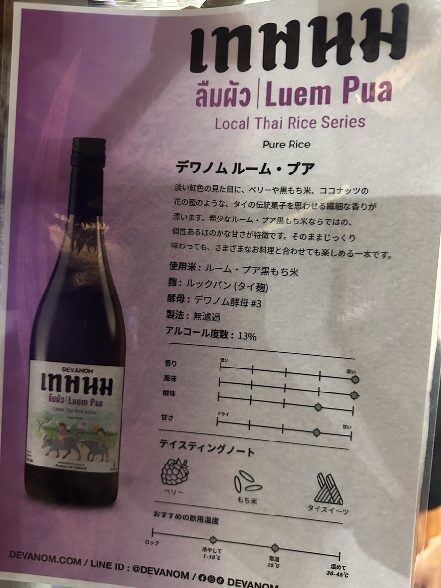 MichioOnai's tweet photo. DEVANOM🇹🇭🍶

オフチョベットしたテフをマブガッドしてリットしたような説明だけど、仰け反るほど美味しいタイのSAKE

これは衝撃的でした https://t.co/pi95wB9LMN