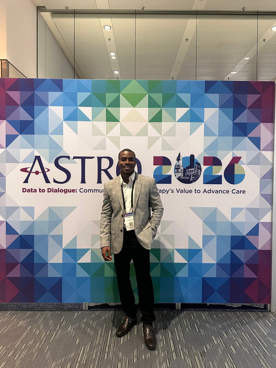 UCCancerCenter's tweet photo. At #ASTRO26, Isaiah Boateng, BS, presented on radiotherapy feasibility for HER2+ breast cancer patients in Nigeria. Despite 2-3  hr travel times, treatment stayed on schedule, with 94% citing trial-funded care as key to overcoming cost barriers. @IsaiahKBoateng @UChicagoRadonc https://t.co/aXjIBuxaiO