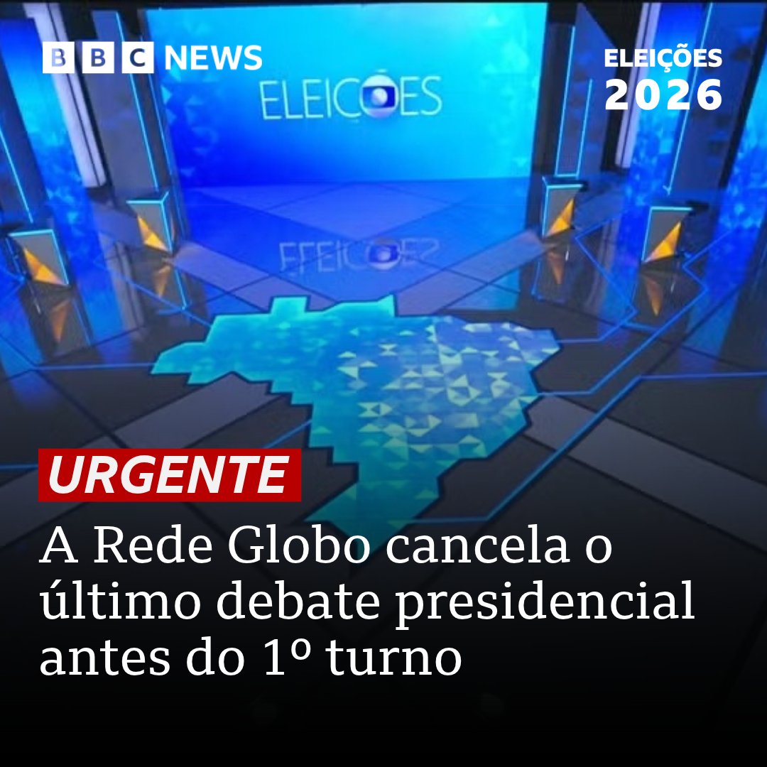 bbcbrasil's tweet photo. A Rede Globo acaba de cancelar o debate.

Segundo a emissora, a razão do cancelamento foram as decisões judiciais relacionadas à realização do debate presidencial programado para esta noite: https://t.co/CQEaCa1HMK https://t.co/t2DH1E9VNQ
