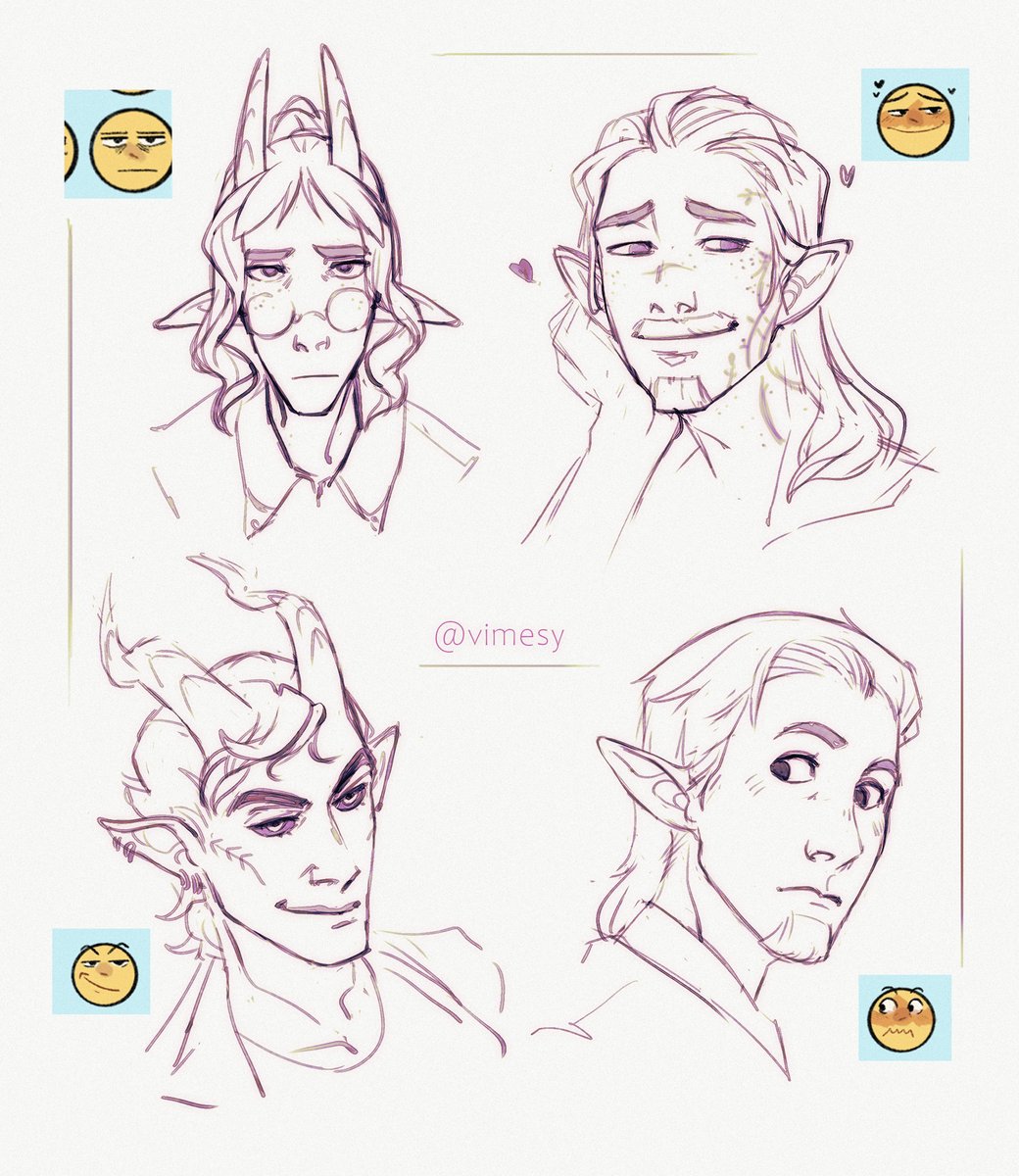 Vimesy's tweet photo. Practice drawing emotions
Kyron and Nalaver for @avooookato
and Faerel for @SGringo2
#OC #dndOC https://t.co/EzLTthSo2U