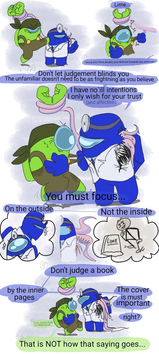 Beanyday's tweet photo. It's spooky month, so perfect opportunity for myself to revive Imposter Blue from my neverending draft list 👿😶‍🌫️💙💚

#amongusshow #blime #imptober https://t.co/LRFsl7fvFe