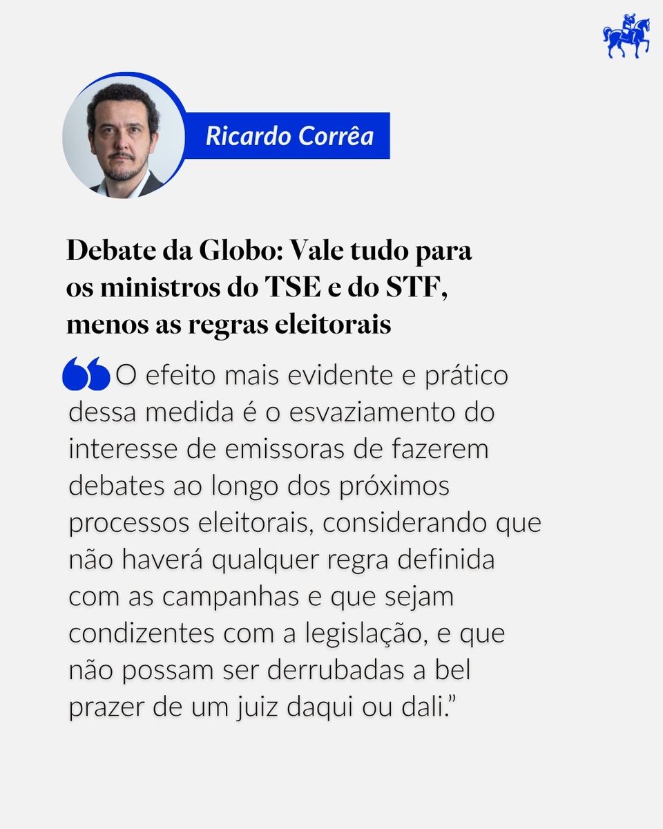 Estadao's tweet photo. OPINIÃO | RICARDO CORRÊA: "Decisões de Estela Aranha e Gilmar Mendes ampliam cenário de inovação completa no direito eleitoral brasileiro nas eleições de 2026"

Leia a coluna completa em https://t.co/1Fq1qWRbW0 https://t.co/HxVQduoLb8