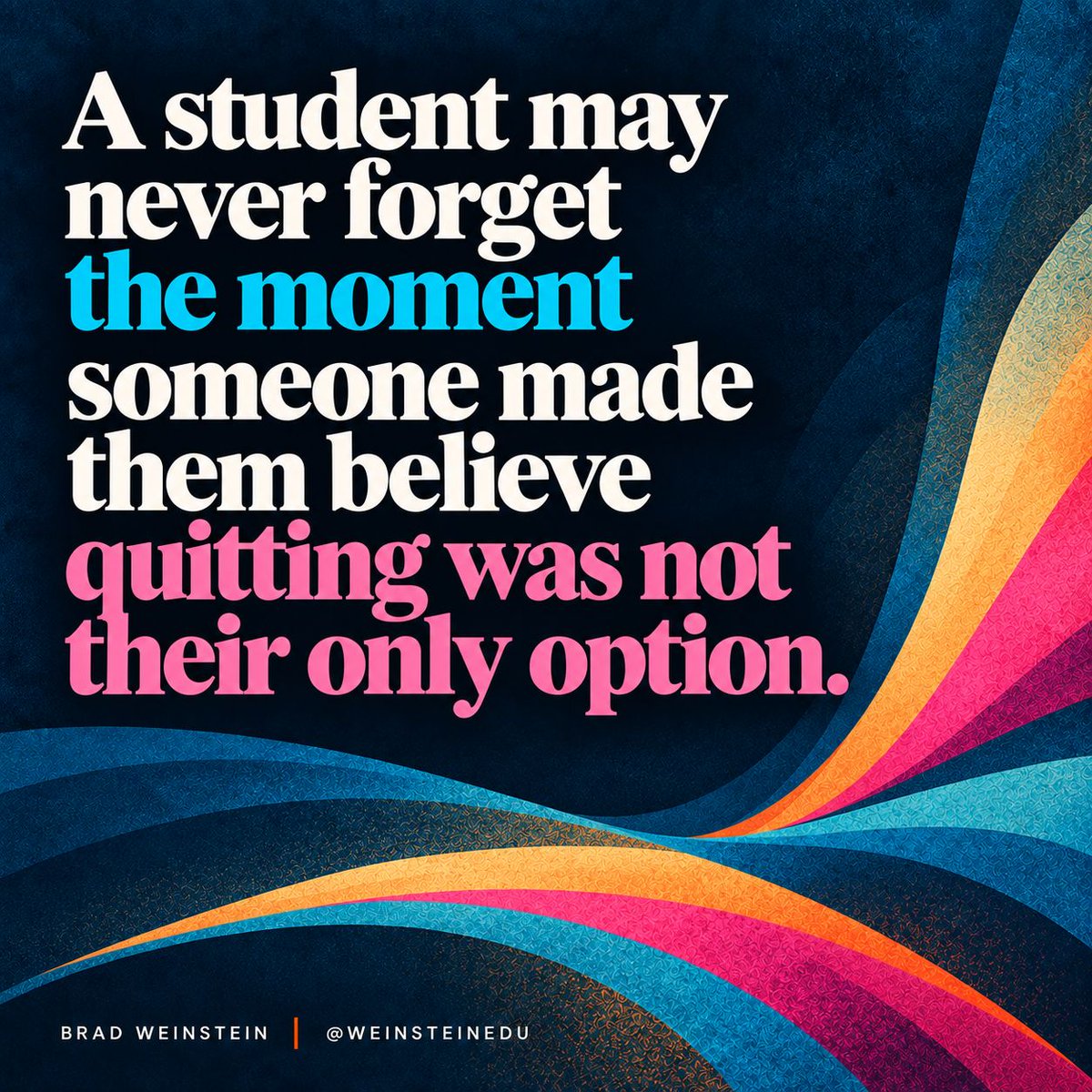 WeinsteinEdu's tweet photo. A student who says, “I can’t do this,” does not always need the hard part removed.

Sometimes they need the next step made clearer. They may need more time, a model, a chance to practice, or another attempt after getting it wrong.

Support can make the path more manageable without lowering the destination.

The real win is not that the work became easy. It is that the student leaves with better evidence about what they can handle the next time something feels hard.