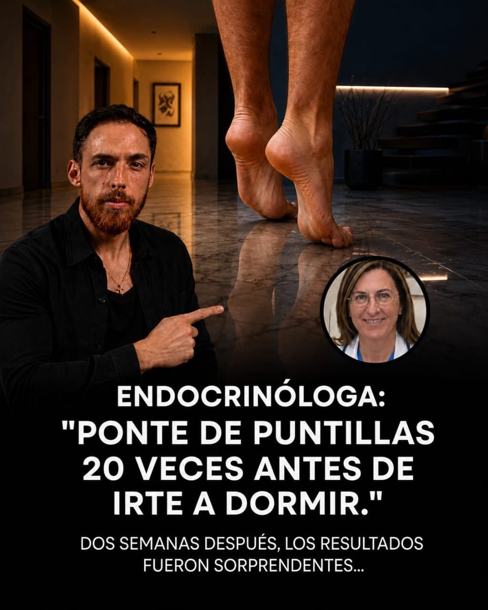 Sanaymuevete's tweet photo. ENDOCRINOLOGA: 
"PONTE DE PUNTILLAS 20 VECES ANTES DE IRTE A DORMIR"
¡dos semanas después los resultados fueron sorprendentes!

-HILO-

1. https://t.co/6ECAVyYuAI