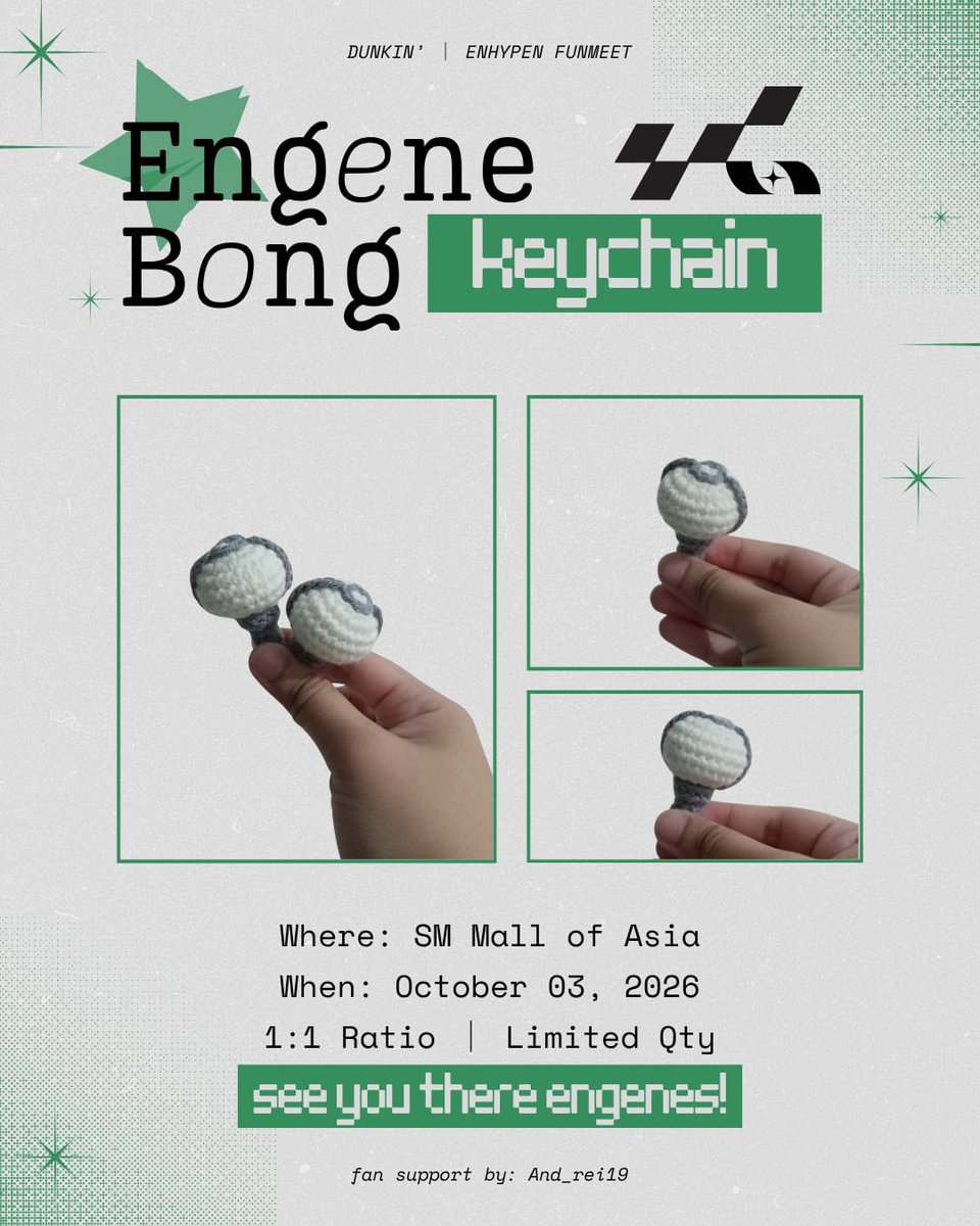 And_rei19's tweet photo. DUNKIN' 𝐄𝐍𝐃𝐋𝐄𝐒𝐒 ENHYPEN FUNMEET FREEBIES 𖹭.ᐟ

.✦ ݁˖ Engene Bong Keychain ˖݁✦.
       ⤷ freebies by: @And_rei19 

𖹭 rt &amp; like
𖹭 very limited qty
𖹭 open for trades

#DunkinPH_ENDLESS #ENDLESSFunMeet #ENHYPEN https://t.co/LFNV1S0Vdu