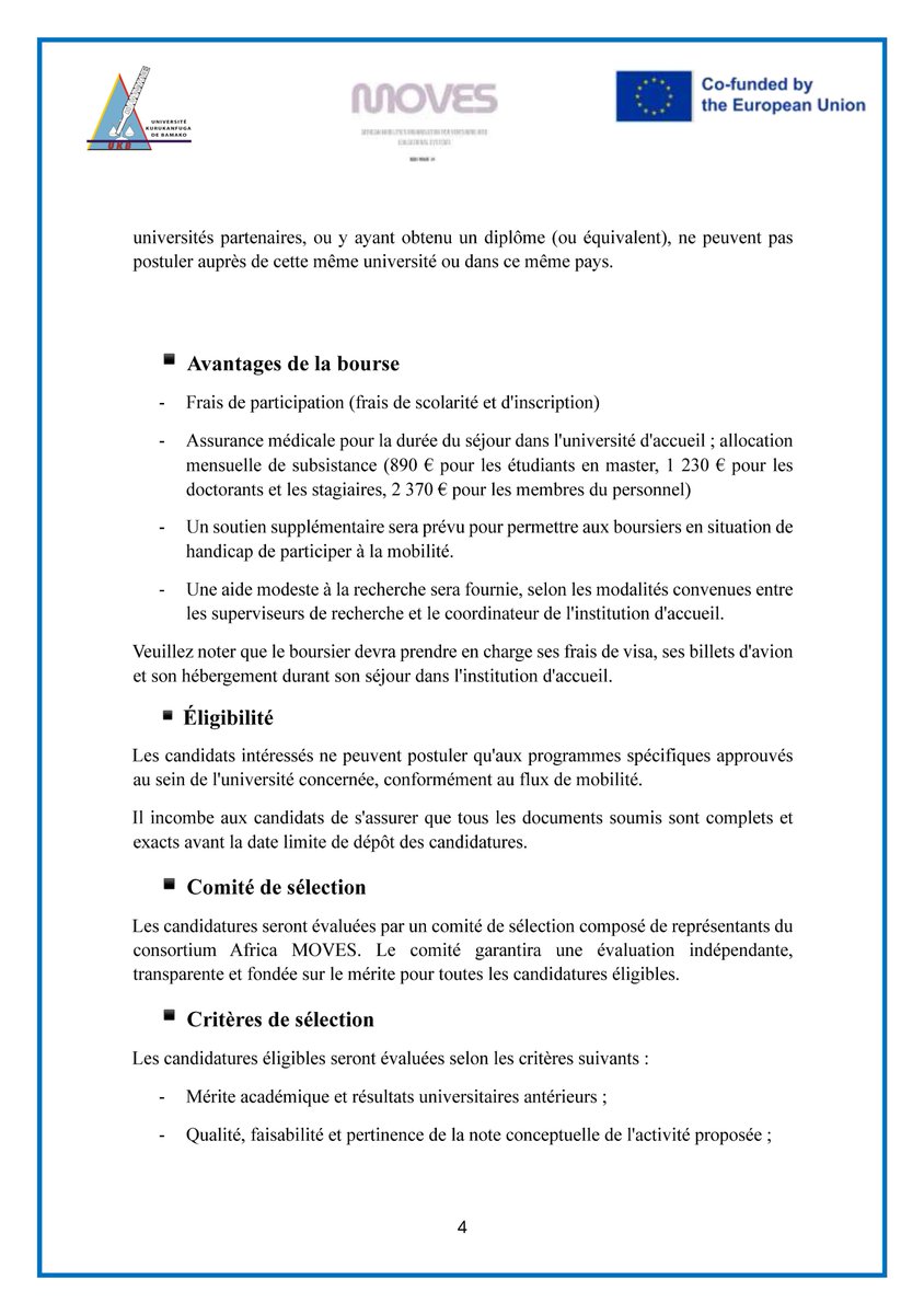 UsjpbB41647's tweet photo. APPEL À CANDIDATURES
Bourses de mobilité de courte durée pour les étudiants (Licence,Master, Doctorat) et le personnel dans le cadre du projet Africa MOVES https://t.co/Y4Rihp9aiv