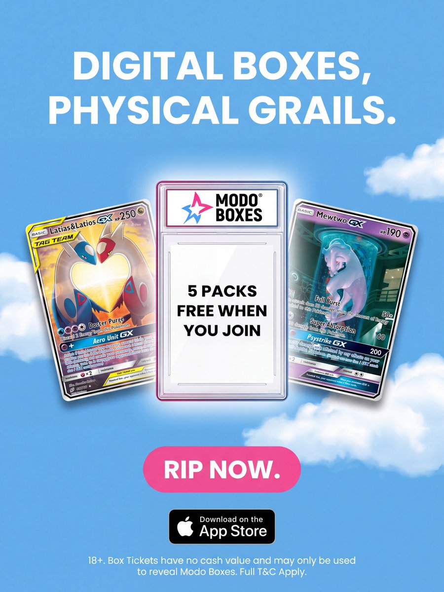ModoBoxes's tweet photo. 5 free packs when you join Modo Boxes. 🎁

Glaceon EX. Venusaur EX. Dragonite EX. All waiting to be revealed.

#ModoBoxes #Pokemon https://t.co/iRM4FKrjOF