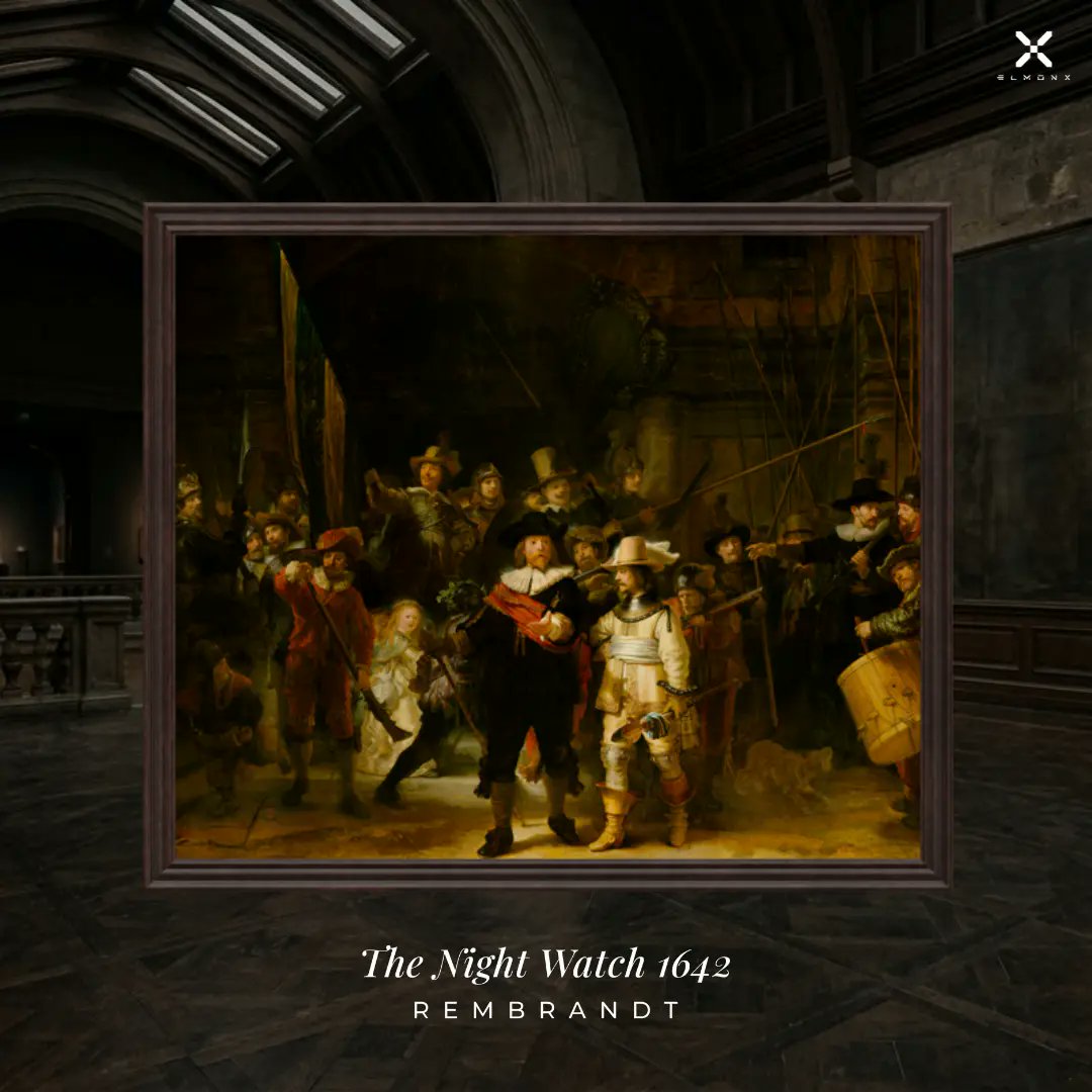 elmonx_official's tweet photo. THE NIGHT WATCH 👀

Rembrandt's largest painting. The most famous group portrait ever made.

Drops Tuesday and ElmonX Self-Portrait at the Age of 63 holders have first access 🔓 https://t.co/aQ5PYsH4iP