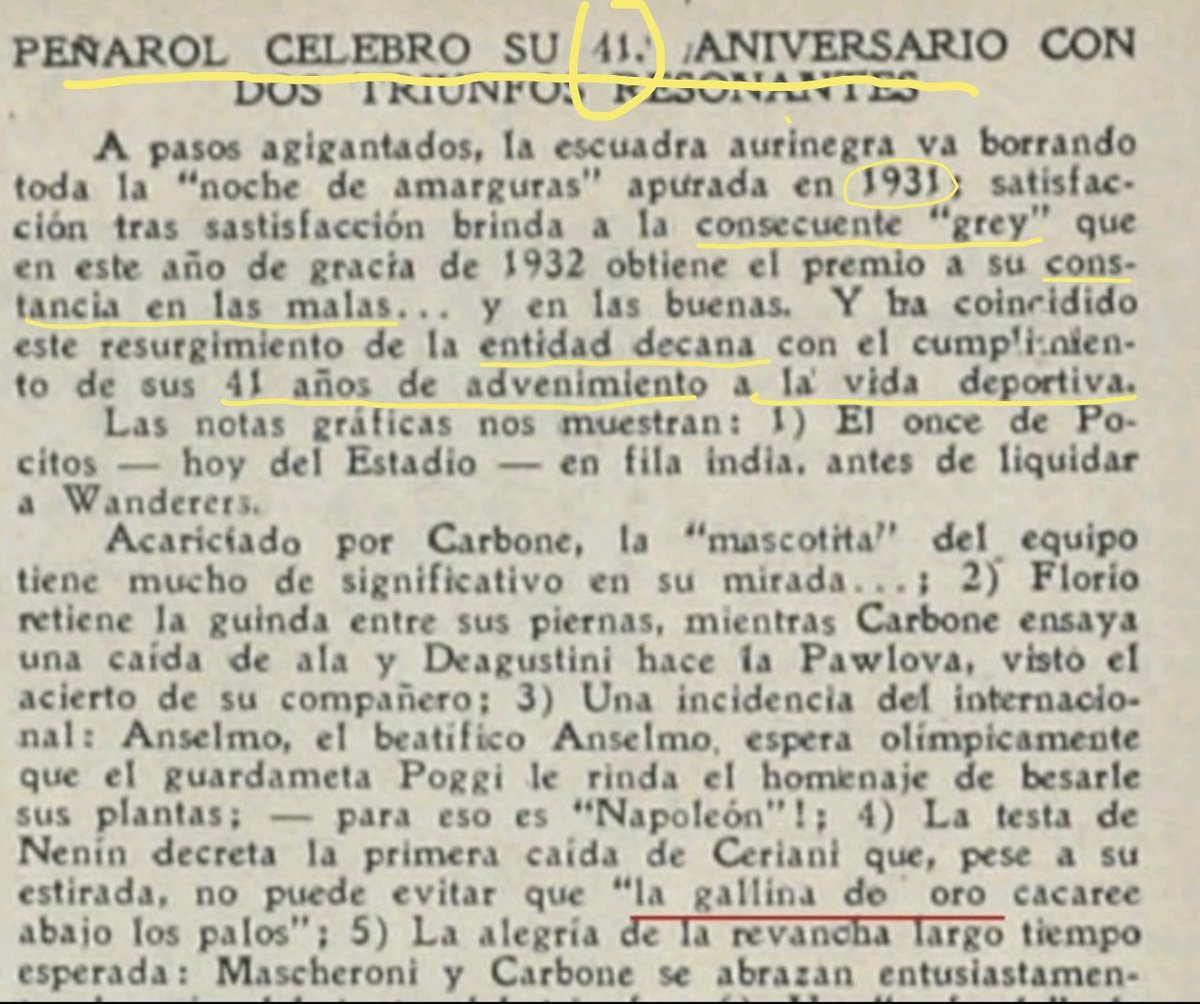 JohanCruyff142's tweet photo. Uuuuuuh, es preocupante, estás muy mal gallinita @ViejoNacional, voy a proceder a cerrarte el toor como en el caso de ayer y tantos otros:
La expresión "la gallina de oro cacaree abajo los palos" es una frase muy usada en las crónicas deportivas en aquellos años de 1931 y 1932, no hace referencia a Peregrino Anselmo gloria de @OficialCAP ni a ningún club, a la pelota se le llamaba por la prensa "gallina de oro" y cuando era gol dicha gallina de oro cacareaba bajo los palos
Asumí el apodo estúpido mononeural, jubilate plumífero gaga y dejá de inventar cosas para que te cierre el toor
Del artículo está bueno que ya se nos reconocía como DECANOS, el partido fué en 1932 en nuestro aniversario 41 (hace las cuentas nabo), y ya se hablaba de la fidelidad en las malas de la hinchada carbonera
Me voy a lavar la chota que me la dejaste llena de caquita gallinita golosa