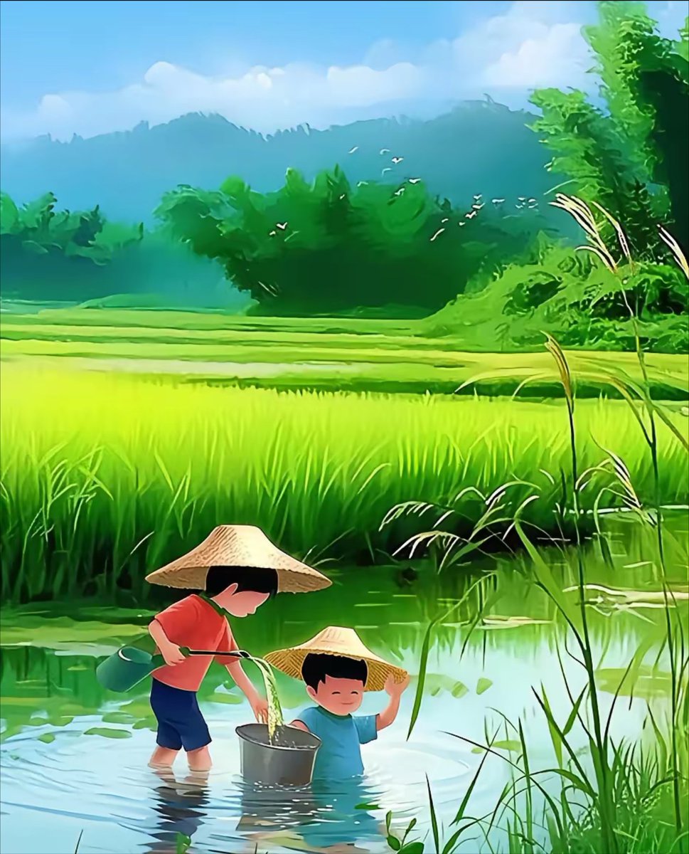 vrmlind759's tweet photo. [By the rice fields, I dipped a harvest of fragrant reeds by the creek bank.]， https://t.co/zxkErnf3Rd