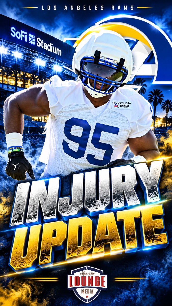 SportsLoungeEnt's tweet photo. 🚨 Myles Garrett faces a 6-week recovery after knee surgery as the Rams play it safe. 🏈 #MylesGarrett #LosAngelesRams #LosAngeles #Wethenme  #SportsLoungeMedia https://t.co/My3GBdZ6Bo