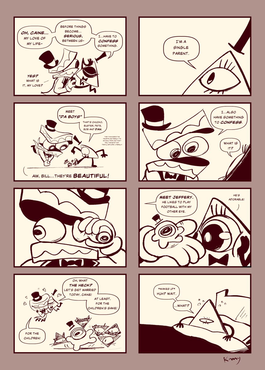 Kamy2425's tweet photo. Caine and Bill- "A Serious Talk"
Guys...I'm not funny. Not at all.
#caine #billcipher #jeffery #daboys #bill #tbob #tadc #gravityfalls #thebookofbill #gooseworx #comic https://t.co/v1Ip8kfqZx