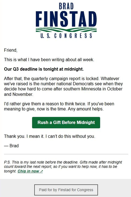 McPhersonHall's tweet photo. As the #FinstadForCongress campaign is losing #MNGOP leaders to endorse @JakeJohnsonMN in #MNCD1 #Elections2026, ya gotta see desperation from #BlinkyBrad in his latest fundraising email.
@RepFinstad campaigning on #NoTaxOnTips in hopes that #MN01 voters ignore the price of #gas https://t.co/2mlPeNoTRw