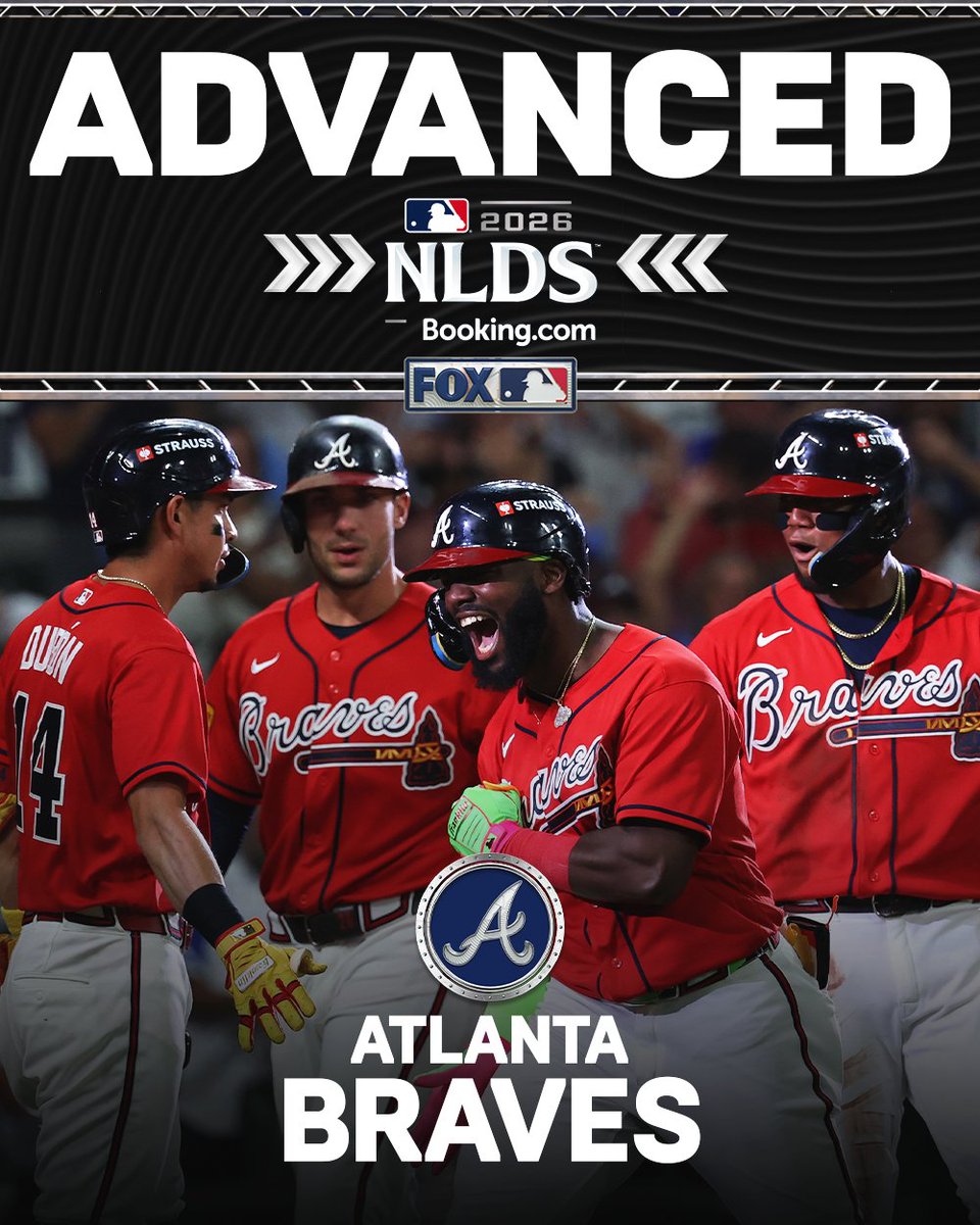 MLBONFOX's tweet photo. The Braves have their first playoff series win since the 2021 World Series 😤 https://t.co/YvKrgAdhSX