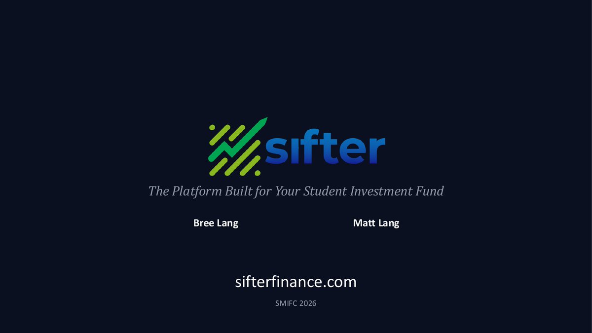 sifterfinance's tweet photo. We introduced Sifter at #SMIFC2026 today. It's one platform for running a student investment fund, with institutional-grade analytics, research, charts and pitch decks, plus a fantasy stock league. Free for any student with a school email. https://t.co/56YGU47WGi #SMIF https://t.co/0Wassxw4CN