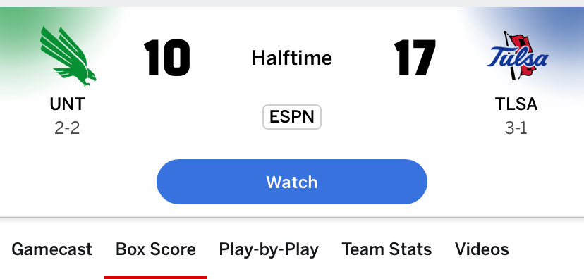 SASnapcount210's tweet photo. HALFTIME in Tulsa: 

Golden Hurricanes 17, Mean Green 10

Both teams are opening American Conference play. A strong second half from either side tonight could signal real momentum heading into their late-season matchups against a UTSA squad looking to make noise in the CFP. https://t.co/dhZvyBVCS0