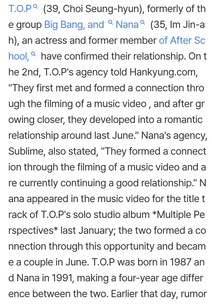 tttop131kon's tweet photo. Both T.O.P's agency & Nana's agency have confirmed their relationship. 

Congrats to this gorgeous couple!! 👏❤️

#TTTOP #T_O_P #CHOISEUNGHYUN #NANA #탑 #최승현 #임진아

T.O.P's agency:
"They first met and formed a connection through the filming of a MV, and after growing closer, they developed into a romantic relationship around last June." 

Nana's agency:
"They formed a connection through the filming of a music video and are currently continuing a good relationship."

https://t.co/fABsLtbhCv