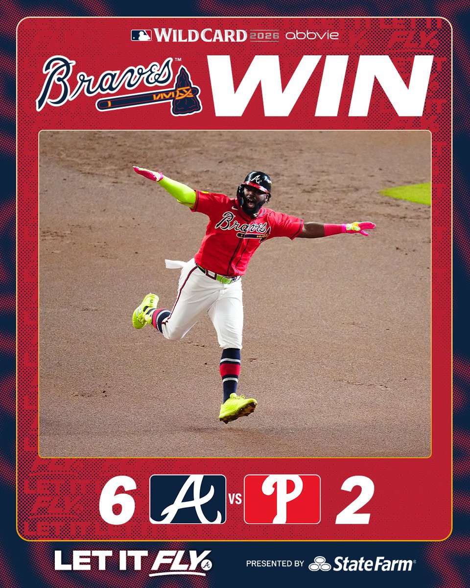 Braves's tweet photo. ✅ GAME
✅ SERIES

#LetItFly https://t.co/j6IU8F14FP