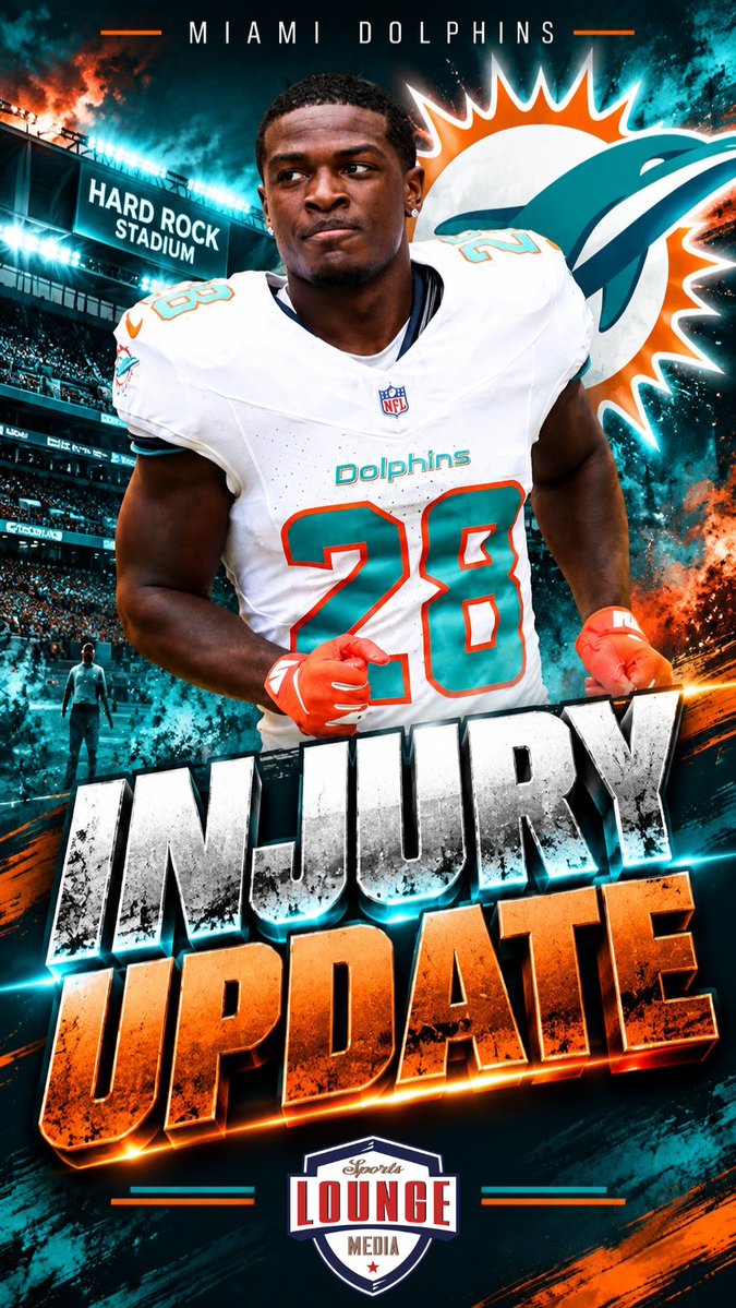 SportsLoungeEnt's tweet photo. 🚨 Dolphins RB De’Von Achane suffers torn ACL and will miss the rest of the season. #DeVonAchane #MiamiDolphins #Miami #FinsUp #SportsLoungeMedia https://t.co/EUDDYdb3rJ