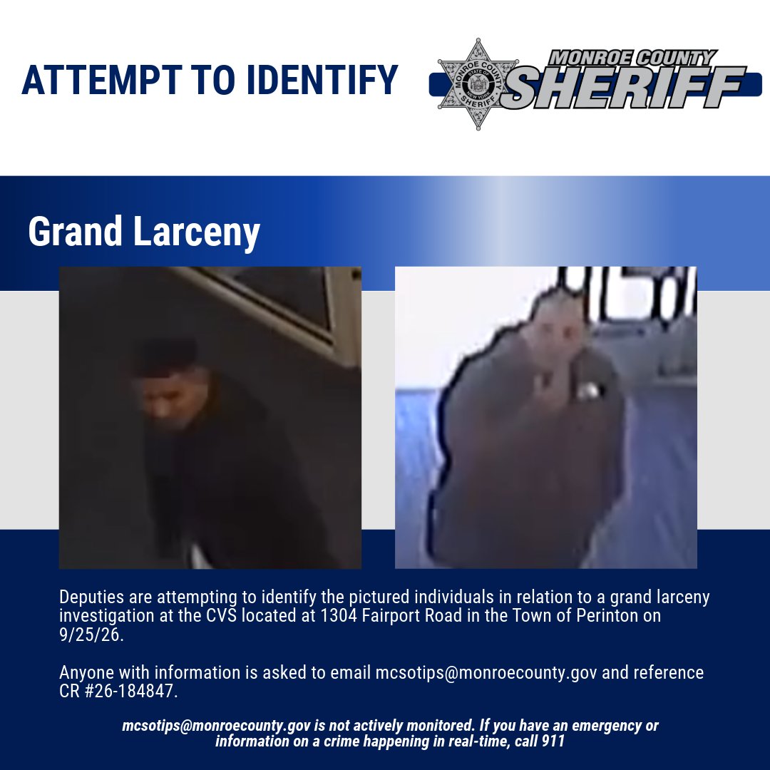 monroesheriffny's tweet photo. Anyone with information is asked to email mcsotips@monroecounty.gov and reference CR# 26-184847. https://t.co/tq91KQLCeu