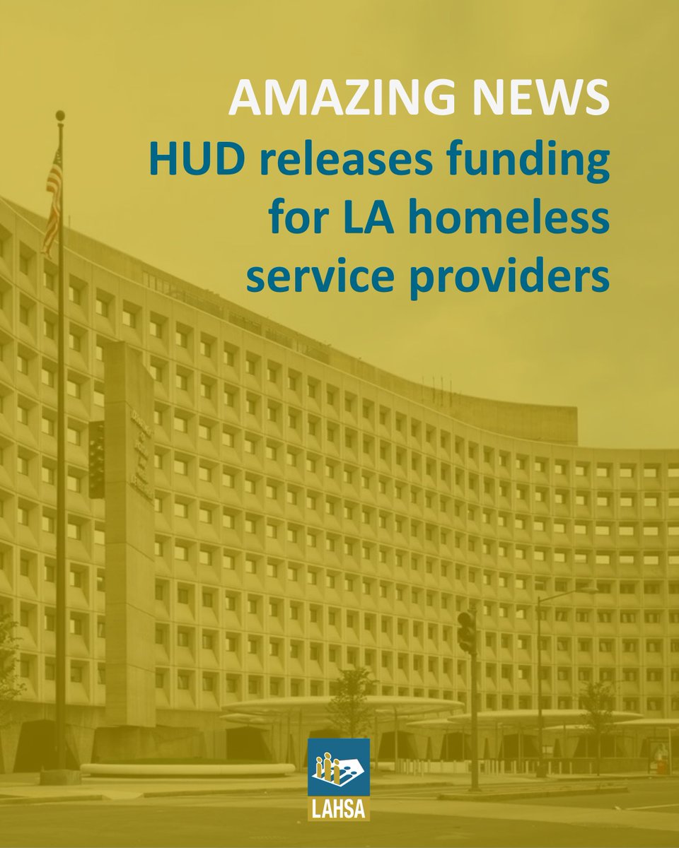 LAHomeless's tweet photo. This just in! Funding for LAHSA’s long-delayed provider contracts is now being released by HUD. Some of these contracts expired early this calendar year, leaving providers scrambling to maintain critical services while awaiting renewed agreements and funding. https://t.co/3sEmuhC7cV