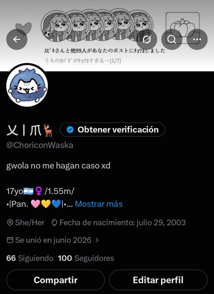 ChoriconWaska's tweet photo. increíble para mi como literalmente ayer tenía 1 follow y hoy ya estoy a 100, gracias a todos los q me ayudaron a hacerla crecer tan rapido 😭 https://t.co/caONuhijEp